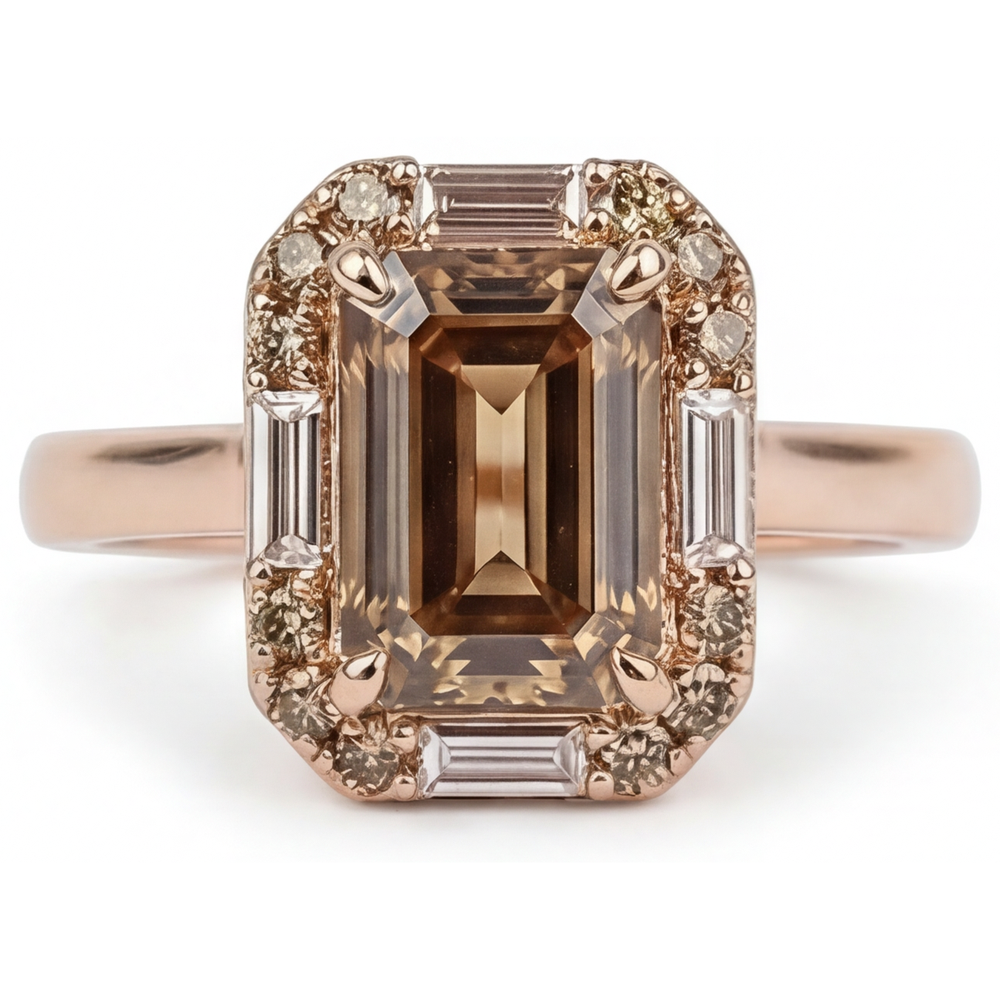 Diamante Fine Anello con Pavé Halo 2,25-carati Oro 14 Carati Rosa – vista principale