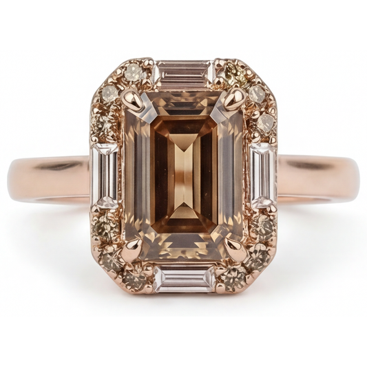 Diamante Fine Anello con Pavé Halo 2,25-carati Oro 14 Carati Rosa – vista principale