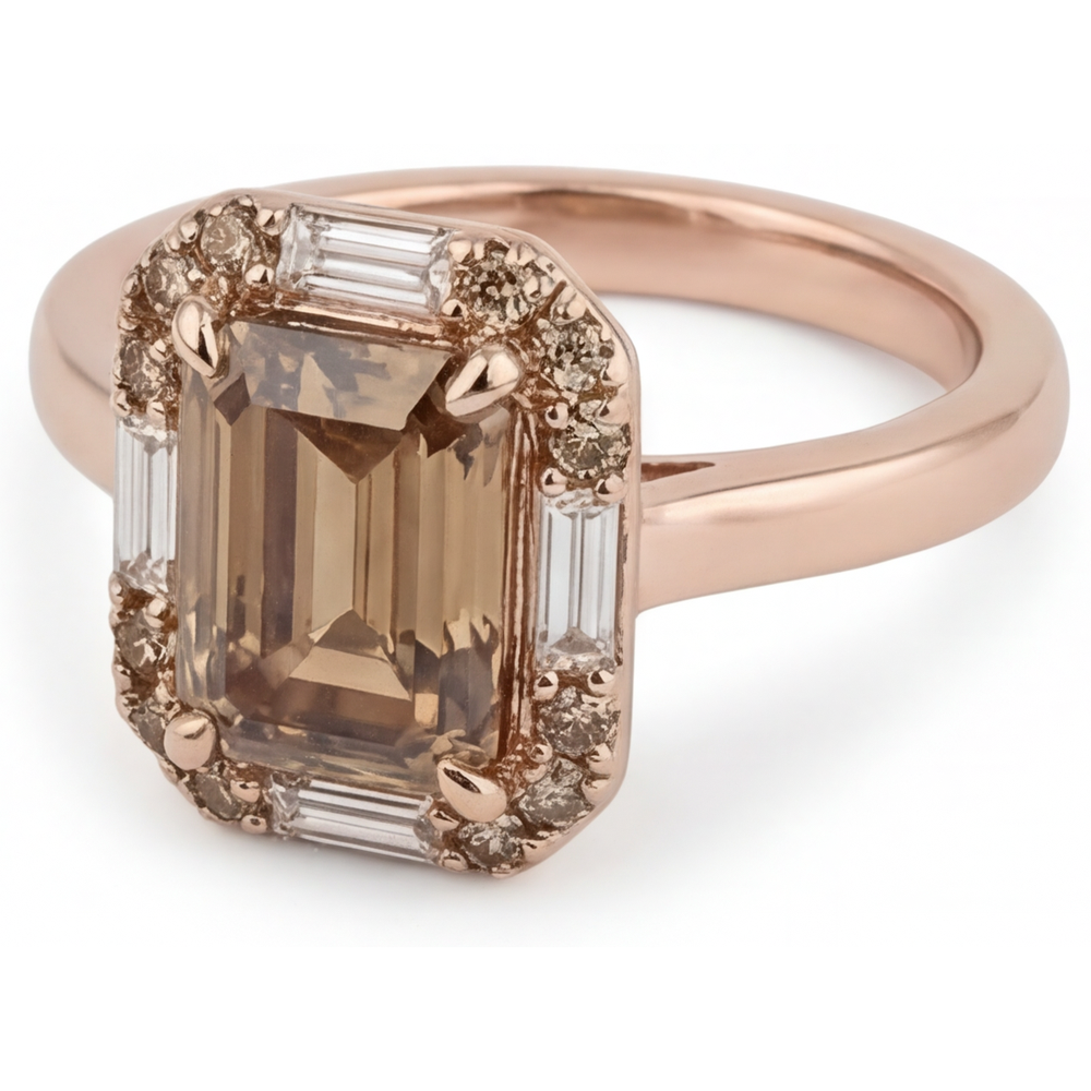 Diamante Fine Anello con Pavé Halo 2,25-carati Oro 14 Carati Rosa – vista laterale