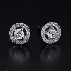 2.28 Ct Taglio Brillante Vero Diamanti Donna Halo Orecchini Bottone Con Giacche