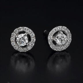 2.28 Ct Taglio Brillante Vero Diamanti Donna Halo Orecchini Bottone Con Giacche