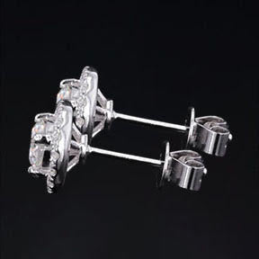 2.28 Ct Taglio Brillante Vero Diamanti Donna Halo Orecchini Bottone Con Giacche