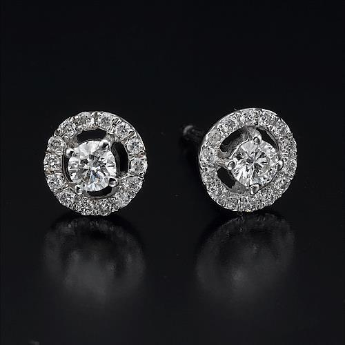 2.28 Ct Taglio Brillante Vero Diamanti Donna Halo Orecchini Bottone Con Giacche