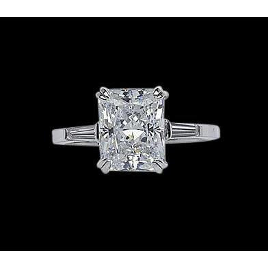 2.35 Carati. Anello Di Fidanzamento Reale Con Tre Pietre Di Genuino Diamanti Oro