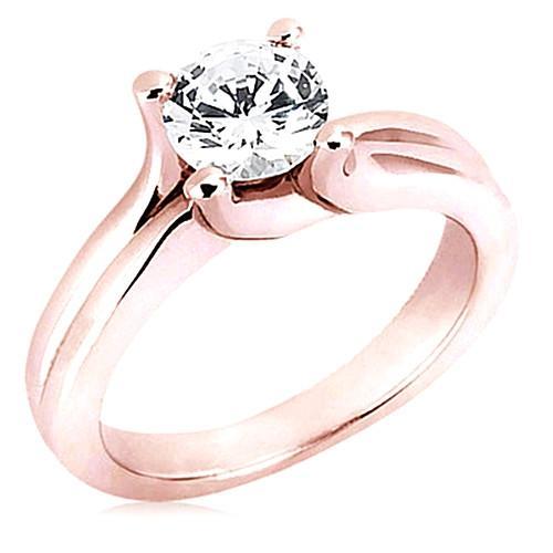 2.50 Carati. Anello Solitario In Oro Rosa Con Naturale Diamante Rotondo Novità