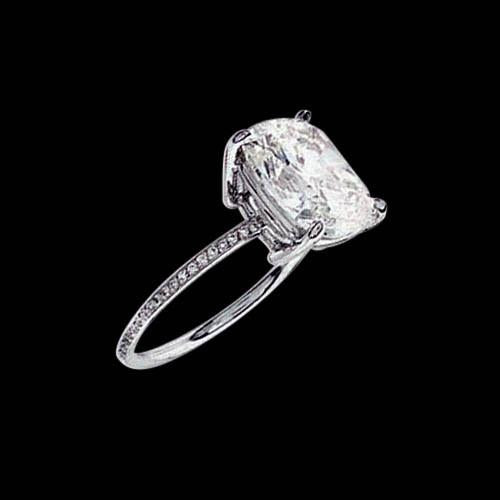 2.50 Carati. Solitario Con Anello Di Naturale Diamanti Con Cuscino Scintillante Con Accenti
