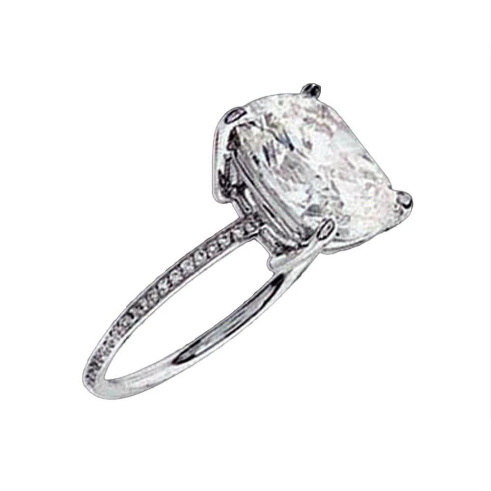 2.50 Carati. Solitario Con Anello Di Naturale Diamanti Con Cuscino Scintillante Con Accenti