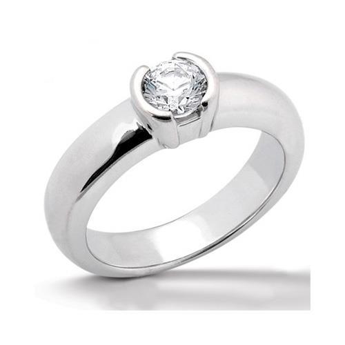 2.50 Ct. Anello Solitario Con Genuino Diamanti Mezza Lunetta Incastonata In Oro Bianco