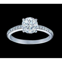 2.61 Carati. Anello Di Fidanzamento Con Naturale Diamante Rotondo Da Donna In Oro Bianco