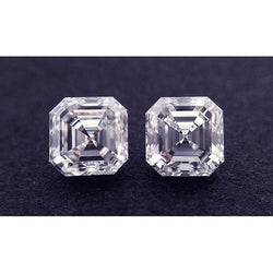 Coppia di diamanti naturali estratti dalla terra, taglio Asscher, da 2 carati, scintillanti, colore G, purezza VVS1, sciolti