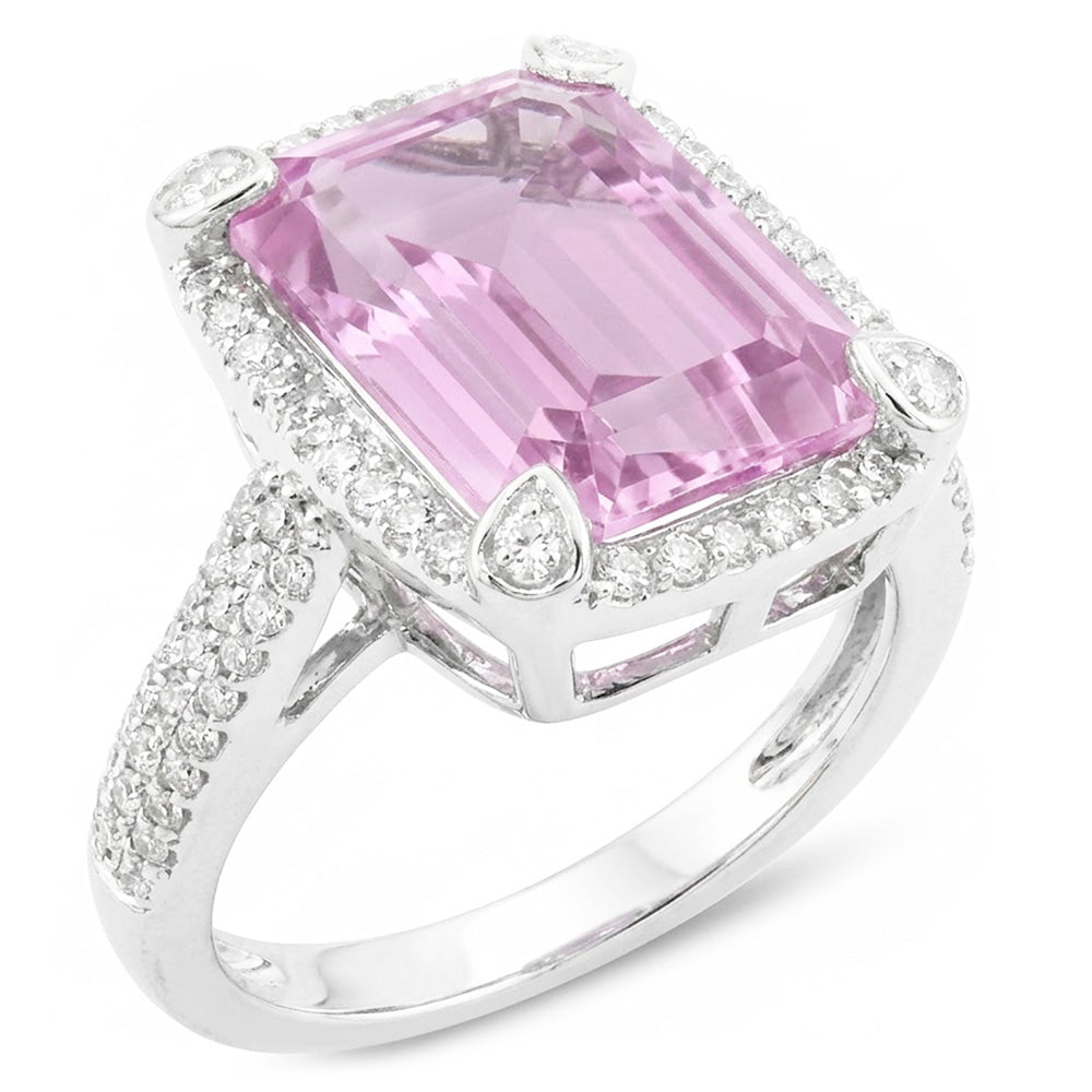 21.70 ct. Fede Nuziale Kunzite Rosa E Diamanti Oro