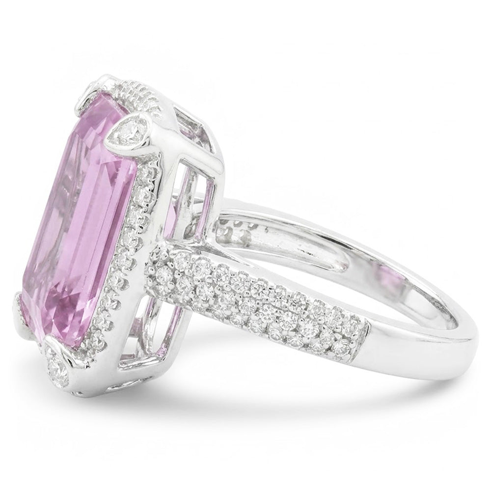 21.70 ct. Fede Nuziale Kunzite Rosa E Diamanti Oro
