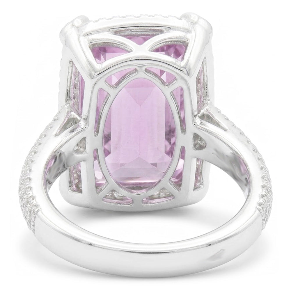 21.70 ct. Fede Nuziale Kunzite Rosa E Diamanti Oro