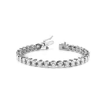 21.78 Carati Taglio Rotondo Vero Diamanti Oro Bianco 14K Bracciale Tennis