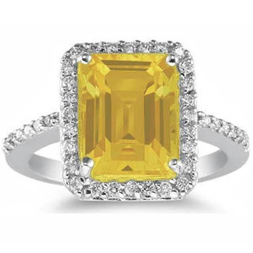 22 carati citrino giallo e anello nuziale di diamanti gioielli in oro bianco