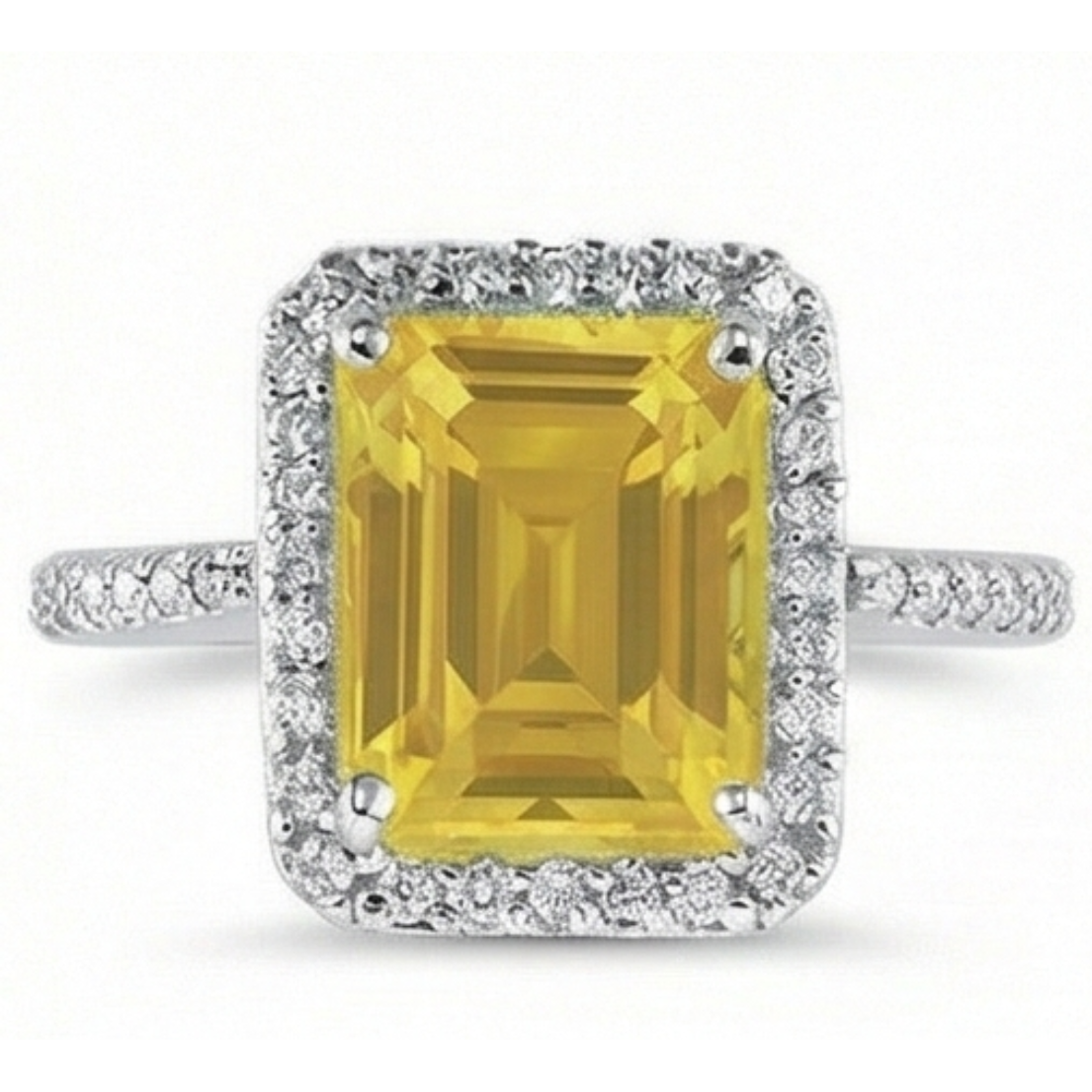 22 carati citrino giallo e anello nuziale di diamanti gioielli in oro bianco