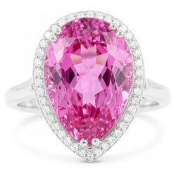 24.45 carati pera rosa kunzite con diamante fede nuziale oro bianco
