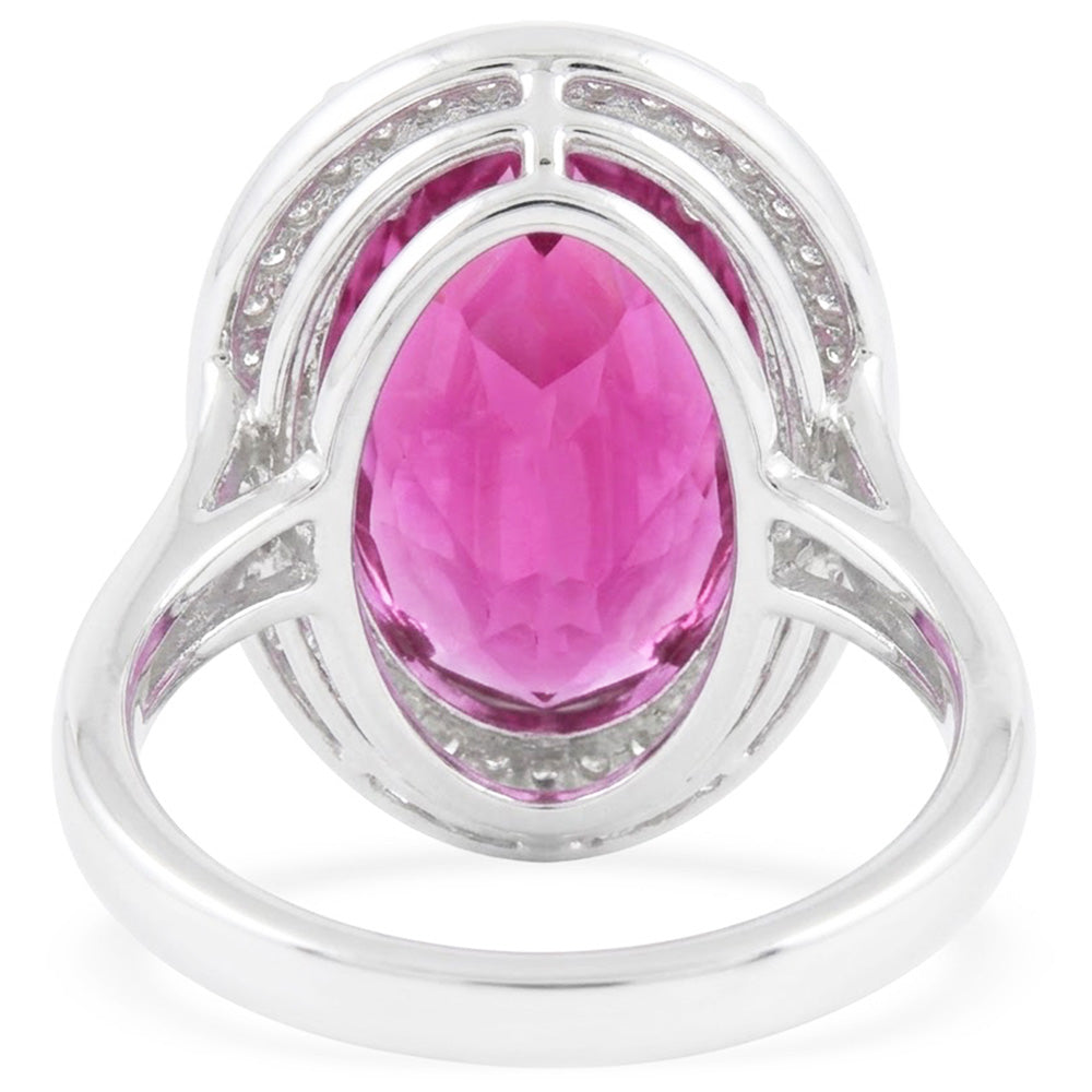 24.45 carati pera rosa kunzite con diamante fede nuziale oro bianco