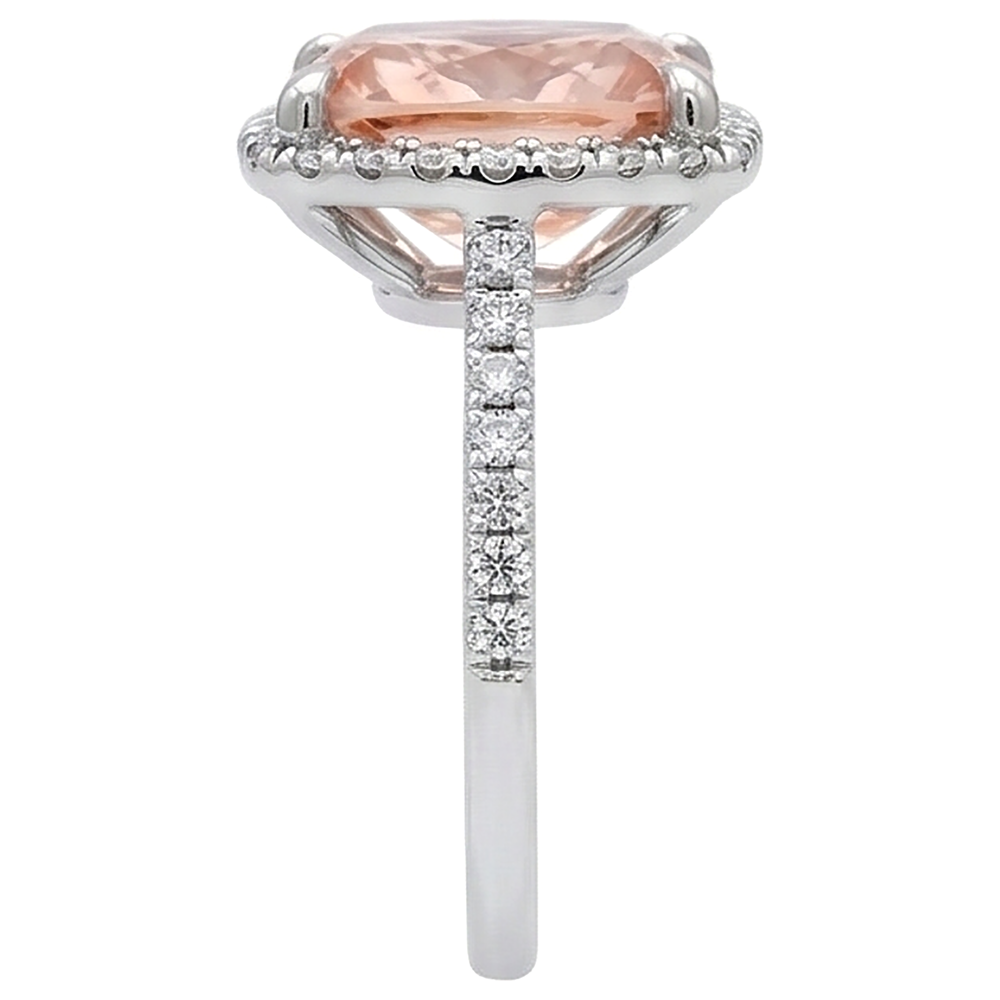 25.25 Carati Morganite E Diamanti Fede Nuziale Oro Bianco 14K