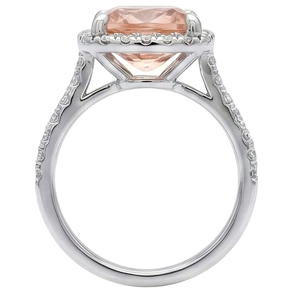 25.25 Carati Morganite E Diamanti Fede Nuziale Oro Bianco 14K