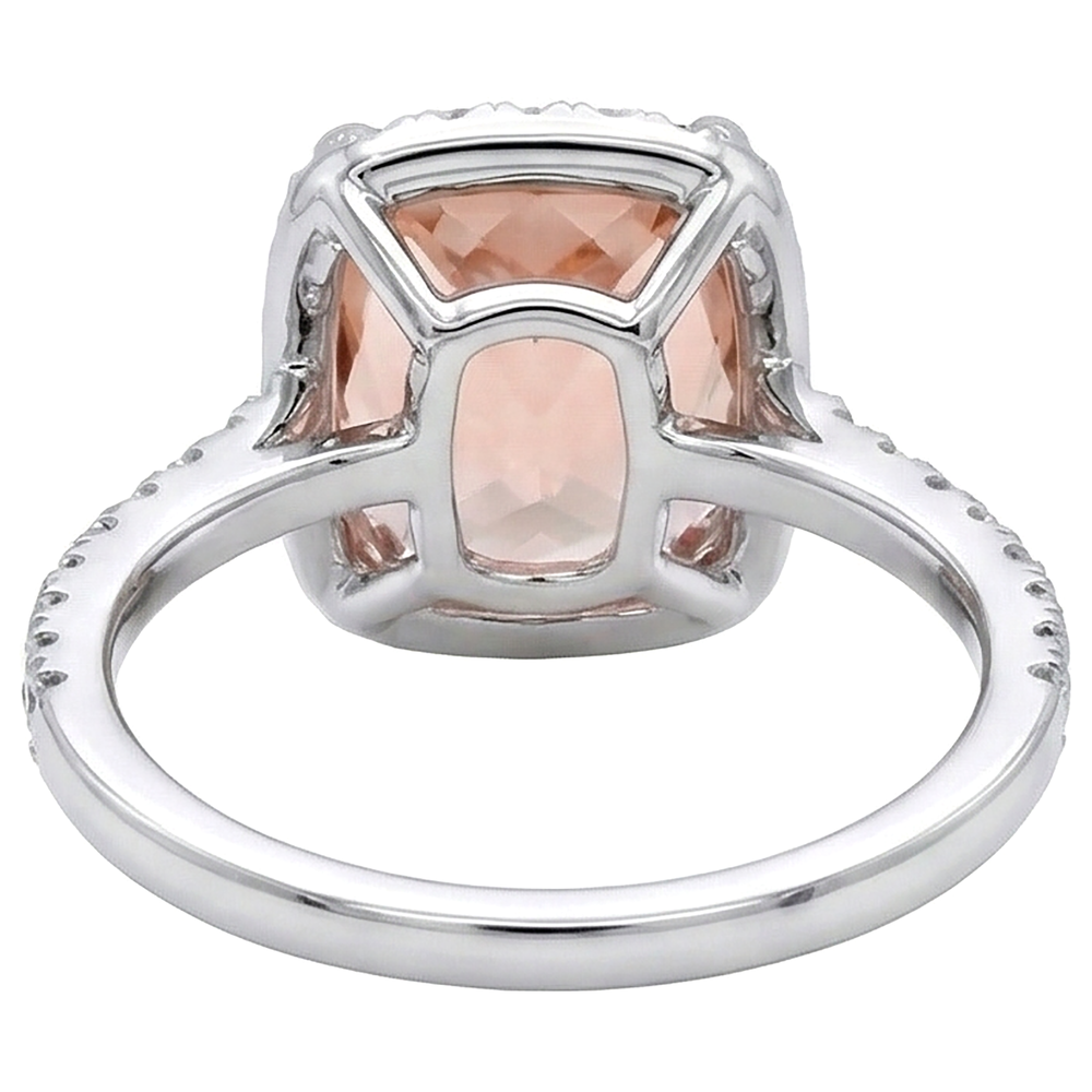 25.25 Carati Morganite E Diamanti Fede Nuziale Oro Bianco 14K