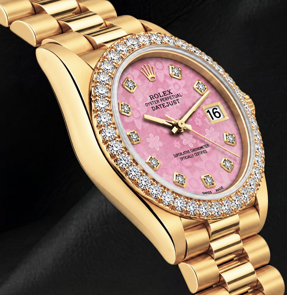 Orologio Rolex Datejust 26 mm 69178 in Oro 18 carati Quadrante con Diamanti in Madreperla Rosa Bracciale President