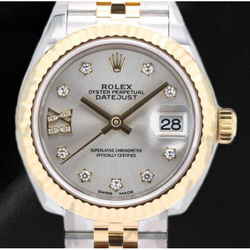 279173 Splendido orologio da donna Rolex con quadrante in argento con diamanti in oro 18 carati