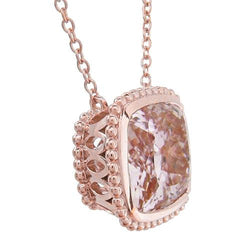 29.00 carati grande rosa collana con ciondolo kunzite oro rosa 14K nuovo