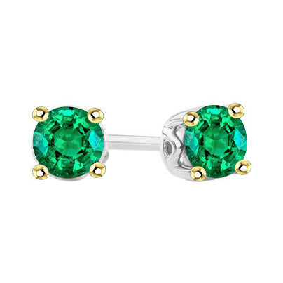 Smeraldo Fine Gemstone Earring 1 carati Oro Bicolore 14K – vista principale