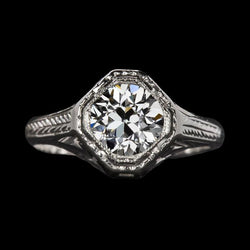 2 Carati Stile Vintage Rotondo Anello Di Fidanzamento Con Naturale Diamante Solitario Taglio Antico