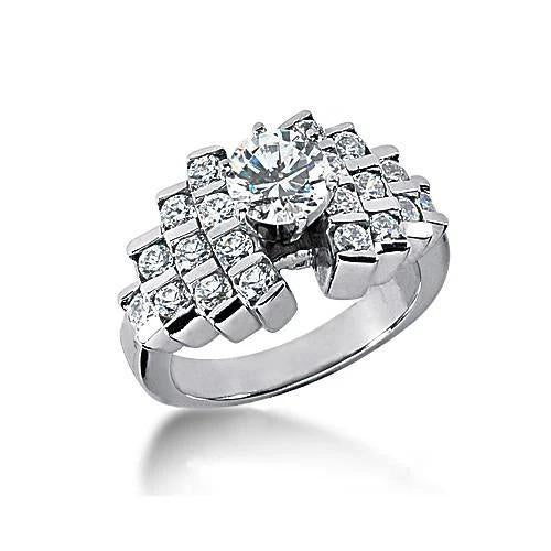 2 Ct. Anello Di Fidanzamento Con Vero Diamanti Incastonato In Oro Bianco 14K