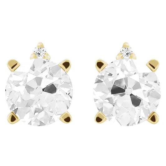Orecchini Oro 14 Carati Giallo con Diamante – vista frontale