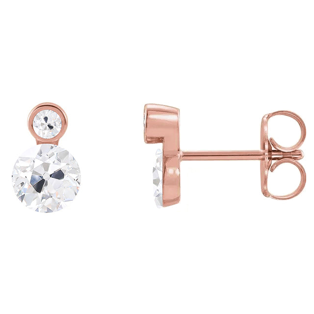 Orecchini Oro Rosa 14K con Brillante – vista frontale