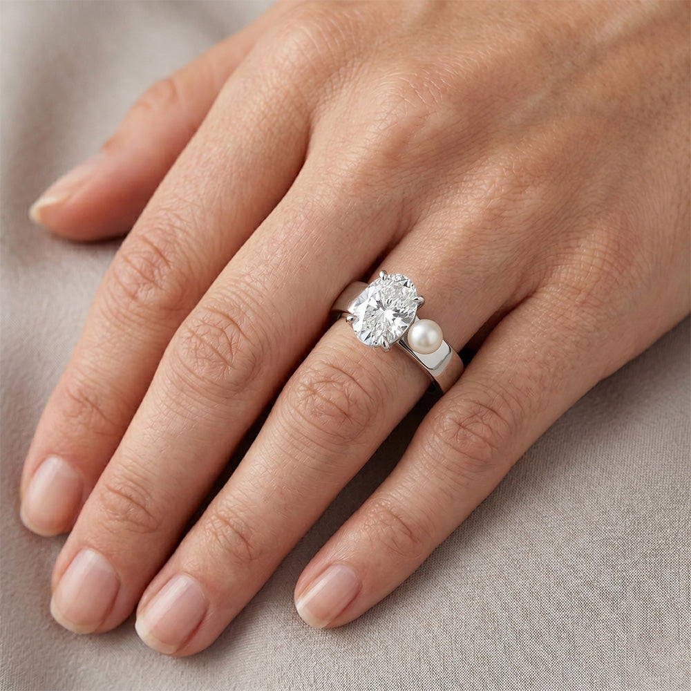 2,25 carati Diamante Fine Anello Solitario in Oro Bianco 14K