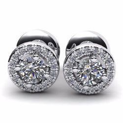 2.32 Carati Halo Diamonds Orecchini A Lobo In Oro Bianco Con Naturale Diamanti Taglio Rotondo