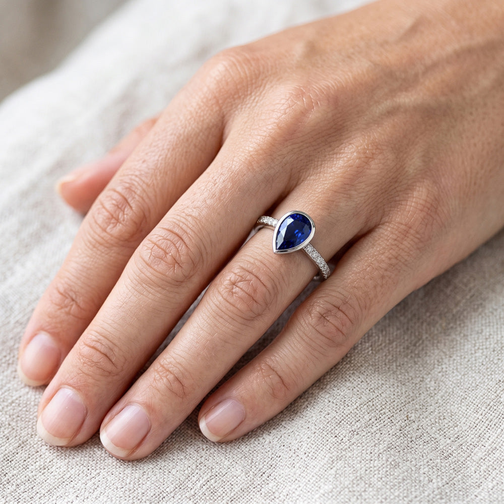 2,50 carati Zaffiro Blu Fiordaliso Anello con Pietra Preziosa in