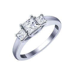 2,50 Carati Di Genuino Diamanti Taglio Princess Con Anello Di Fidanzamento In Oro Bianco 14K