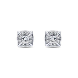 2,60 Ct Di Genuino Diamanti Scintillanti Taglio Princess Halo Orecchino Lady Stud