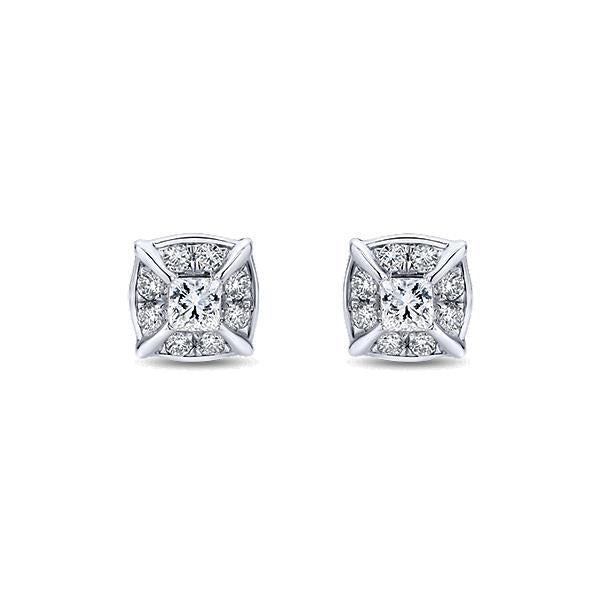 2,60 Ct Di Genuino Diamanti Scintillanti Taglio Princess Halo Orecchino Lady Stud