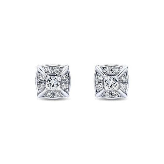 2,60 Ct Di Genuino Diamanti Scintillanti Taglio Princess Halo Orecchino Lady Stud