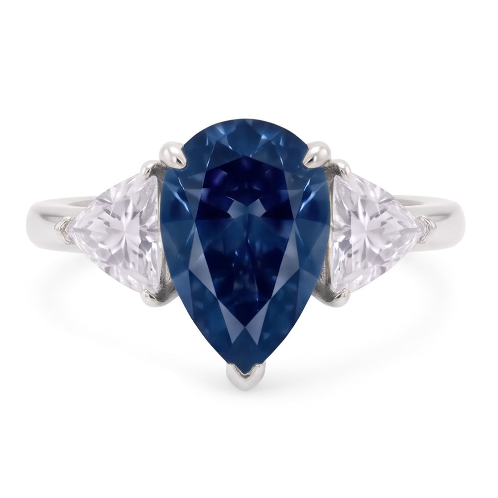 2,70 ct. Anello Anniversario con Diamanti Naturali Autentici ( non creati in laboratorio ) Blu e Bianchi Oro Tre Pietre