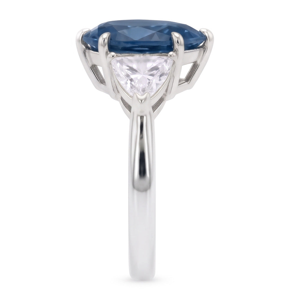 2,70 ct. Anello Anniversario con Diamanti Naturali Autentici ( non creati in laboratorio ) Blu e Bianchi Oro Tre Pietre