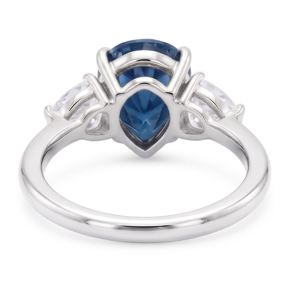 2,70 ct. Anello Anniversario con Diamanti Naturali Autentici ( non creati in laboratorio ) Blu e Bianchi Oro Tre Pietre