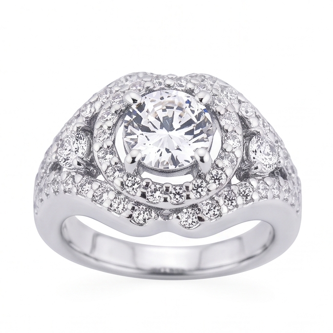 2,72 Ct. Gioiello Per L'Anniversario In Oro Bianco Con Grande Anello Di Genuino Diamanti Naturali Autentici ( non creati in laboratorio )