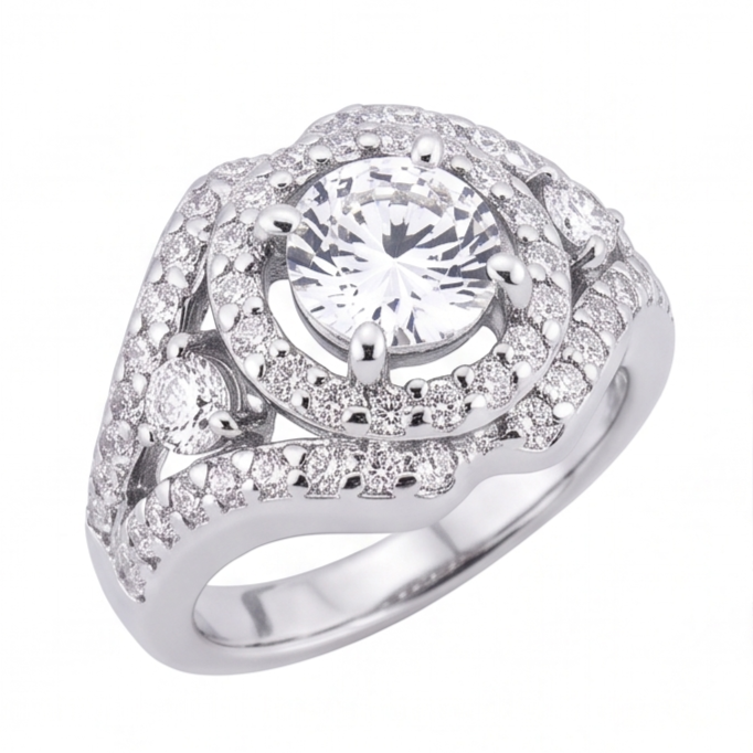 2,72 Ct. Gioiello Per L'Anniversario In Oro Bianco Con Grande Anello Di Genuino Diamanti Naturali Autentici ( non creati in laboratorio )