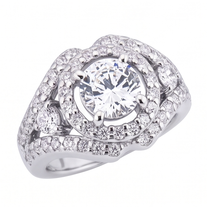 2,72 Ct. Gioiello Per L'Anniversario In Oro Bianco Con Grande Anello Di Genuino Diamanti Naturali Autentici ( non creati in laboratorio )