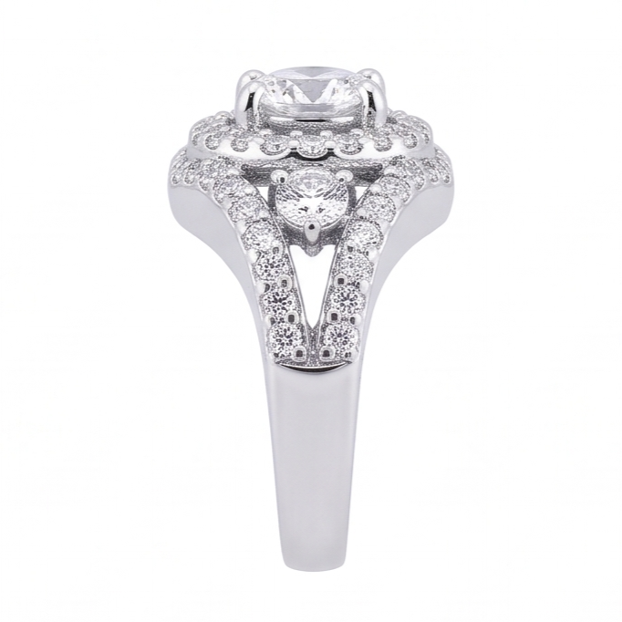 2,72 Ct. Gioiello Per L'Anniversario In Oro Bianco Con Grande Anello Di Genuino Diamanti Naturali Autentici ( non creati in laboratorio )