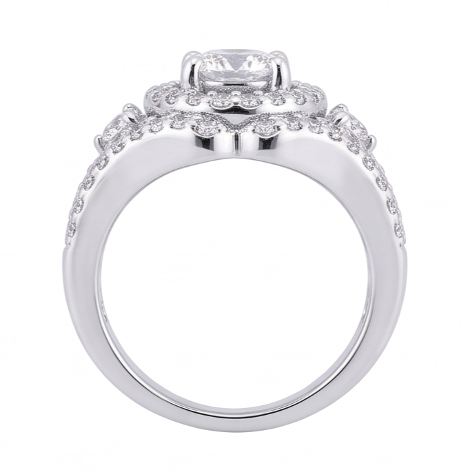 2,72 Ct. Gioiello Per L'Anniversario In Oro Bianco Con Grande Anello Di Genuino Diamanti Naturali Autentici ( non creati in laboratorio )
