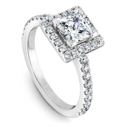 2.75 Carati Principessa E Anello Rotondo Con Genuino Diamanti In Oro Bianco 14K