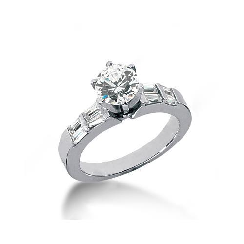 2.75 Carati. Anello Anniversario Con Vero Diamanti Taglio Rotondo E Baguette